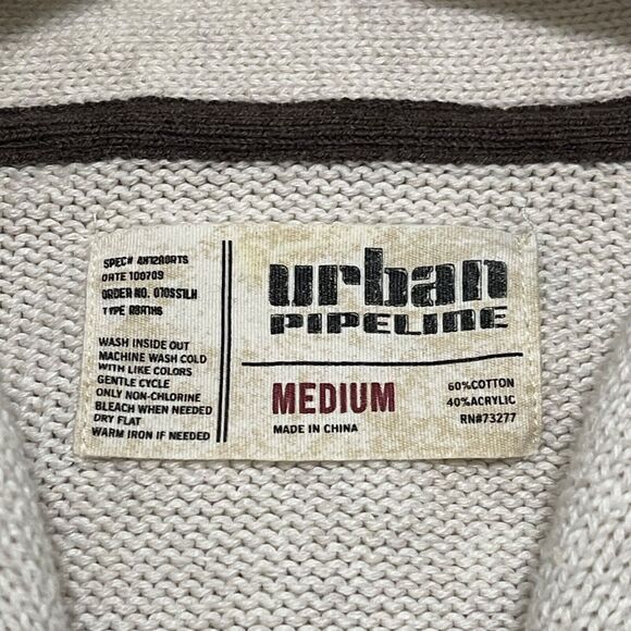 Urban Pipeline Cardigan Sweater Mens Medium Beige Button Front Western Classic - Picture 2 of 9